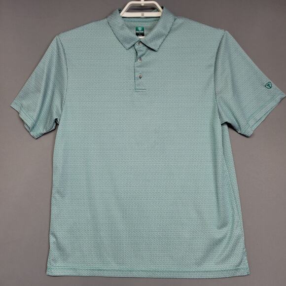 Pro Tour Coolplay Polo Golf Shirt Mens L Green White Geometric Short SLeeves - Picture 1 of 14